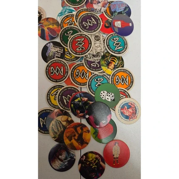 Vintage 1990s POG Large Mixed Lot - World POG Federation Tournament Pogs - Picture 2 of 7
